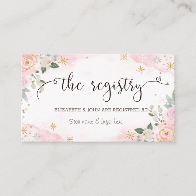 Carte D'accompagnement Fleurs de aquarelle chic Flocons de neige (Devant)