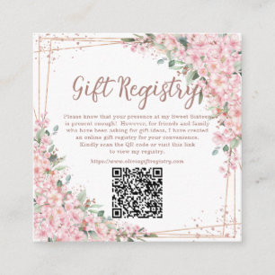 Carte D'accompagnement Fleurs de cerisier Rose Gold Sweet Seize QR Cadeau
