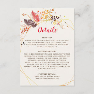 Carte D'accompagnement Fleurs de forêt sauvage Mariage de feuillage de ch