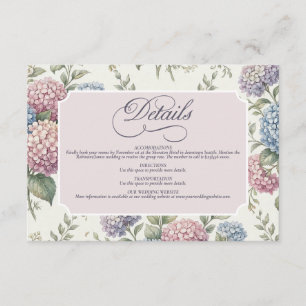 Carte D'accompagnement Fleurs de Hortensia délicates Mariage