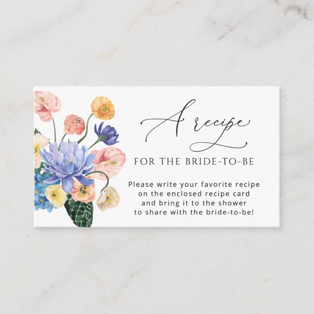 Carte D'accompagnement Fleurs De Jardin S'Il Vous Plaît Apporter Une Rece (Devant)