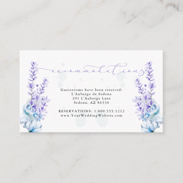Carte D'accompagnement Fleurs de Lavande Logement pour Invités Bleu Pouss (Devant)