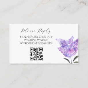 Carte D'accompagnement Fleurs de mariage aquarelle violet lilac Floral