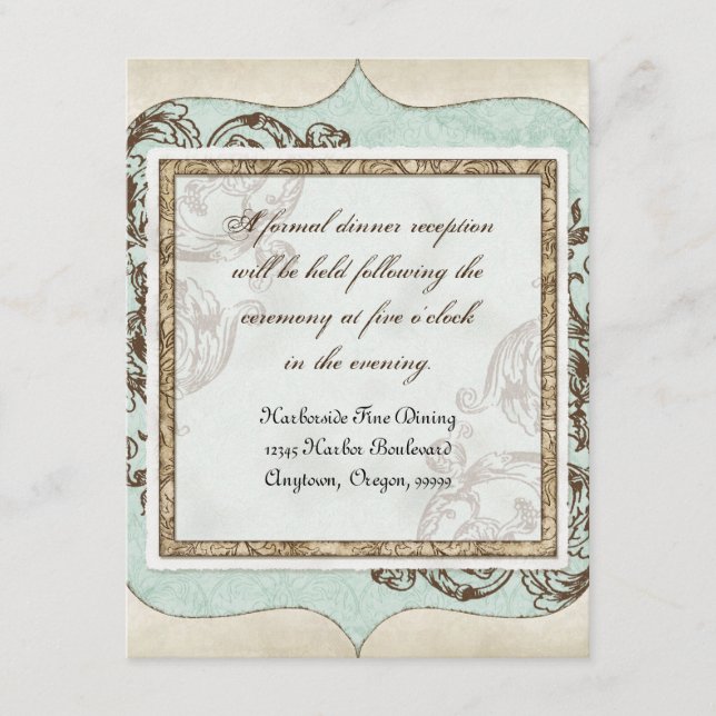Carte D'accompagnement Fleurs de mariage gravure floraison tourbillon vin (Devant)