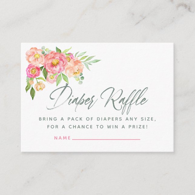 Carte D'accompagnement Fleurs de pivoine Baby shower Barreau Raffin (Devant)