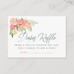 Carte D'accompagnement Fleurs de pivoine Baby Shower Tirage au sort des c