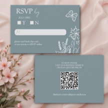 Fleurs de prairie Mariage gris bleu RSVP