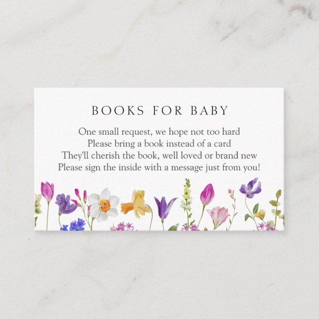 Carte D'accompagnement Fleurs de printemps florissantes Livres pour bébé (Devant)