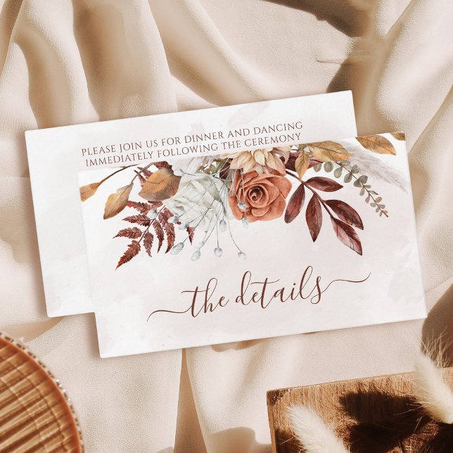 Carte D'accompagnement Fleurs de rouille en terre cuite Boho Détails du M (Créateur téléchargé)