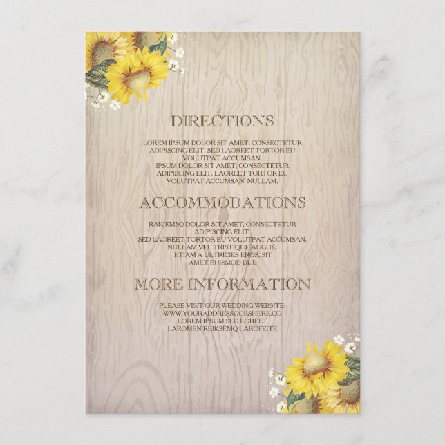 Carte D'accompagnement Fleurs de soleil et l'haleine du bébé Informations (Devant)