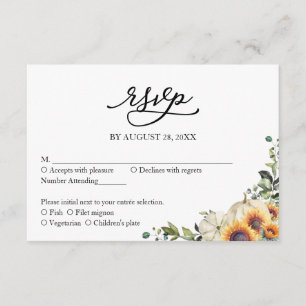 Carte D'accompagnement Fleurs de soleil vertes mariage Rsvp