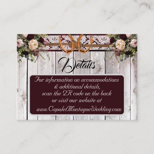 Carte D'accompagnement Fleurs, Dentelles et fer à cheval, Bourgogne, Code (Devant)