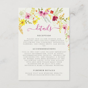 Carte D'accompagnement Fleurs d'orchidées violettes roses Mariage de cour