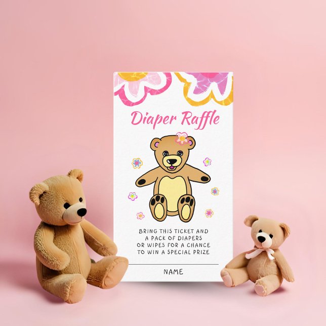 Carte D'accompagnement Fleurs d'ours en peluche Baby shower Déchets Raffl (Créateur téléchargé)