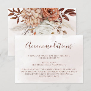 Carte D'accompagnement Fleurs en terre cuite Boho Mariage de automne Hébe