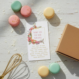 Carte D'accompagnement Fleurs et macarons frontière or