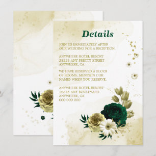 Carte D'accompagnement fleurs Extraordinaires en ivoire vert émeraude