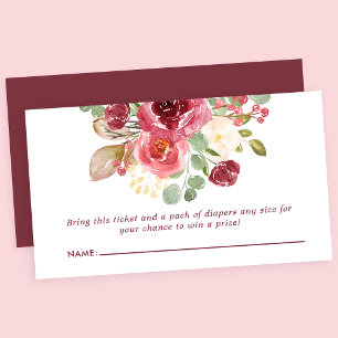 Carte D'accompagnement Fleurs Florales Bourgogne Baby Shower Tirage de Co