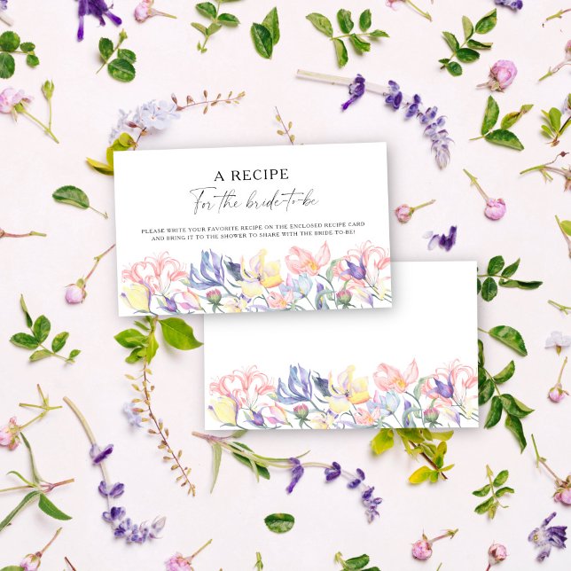 Carte D'accompagnement Fleurs florales - Recette pour que la mariée soit (Créateur téléchargé)