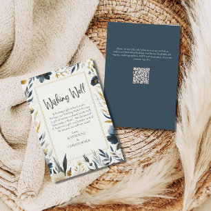 Carte D'accompagnement Fleurs Jaunes Bleues Élégant Mariage Souhaitant Bi