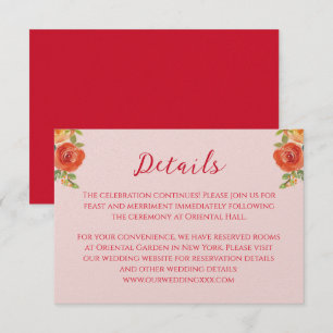 Carte D'accompagnement Fleurs jaunes oranges Détails du mariage chinois