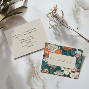 Carte D'accompagnement Fleurs orange Mariage élégant détails