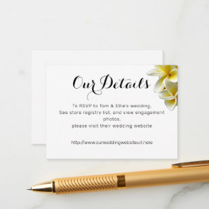 Carte D'accompagnement Fleurs Plumeria Jaune Détails Mariage