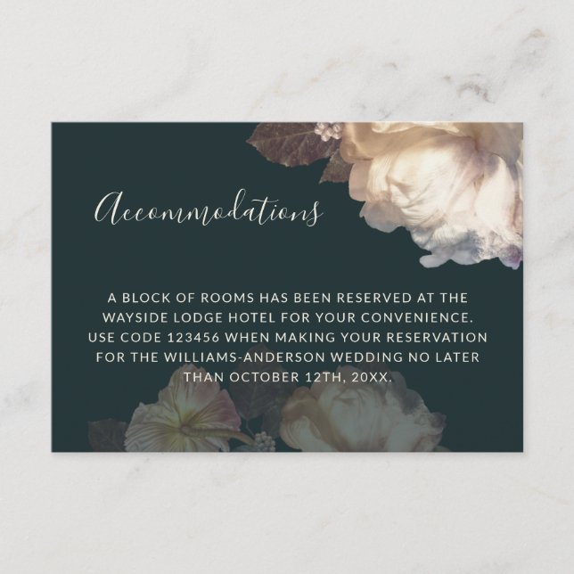 Carte D'accompagnement Fleurs romantiques Floral Mariage élégant (Devant)