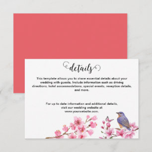 Carte D'accompagnement Fleurs roses Aquarelle Mariage féminine