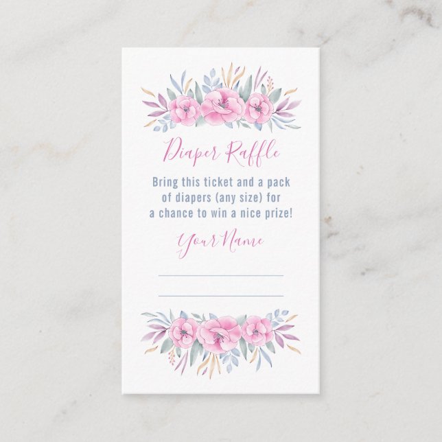 Carte D'accompagnement Fleurs roses baby showers à feuillards (Devant)