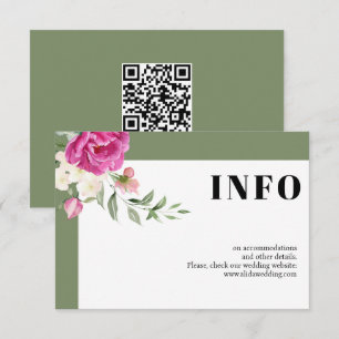 Carte D'accompagnement Fleurs roses et blanches sauge vert détails du mar