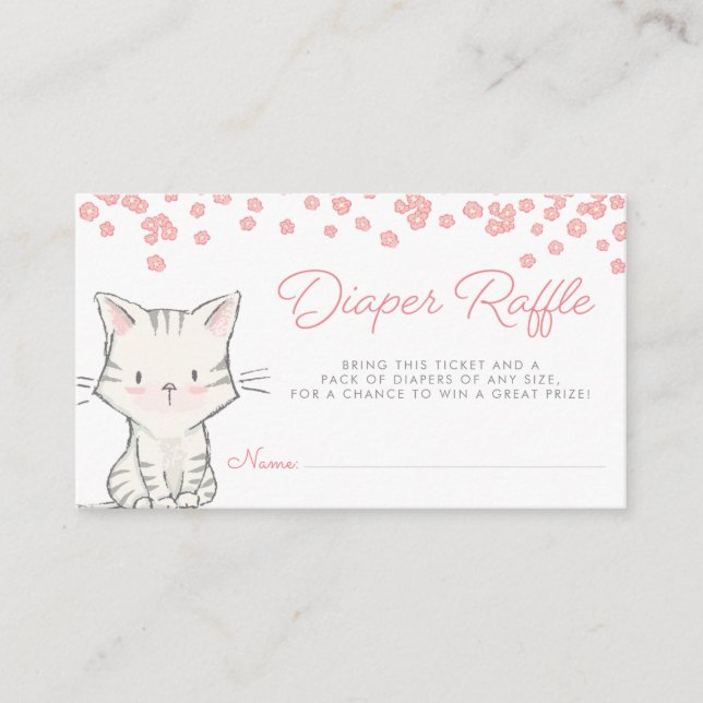 Carte D'accompagnement Fleurs roses Kitten Fille Baby shower Déchets Raff (Devant)