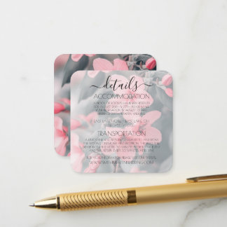 Carte D'accompagnement Fleurs roses personnalisées Détails de feuilles ve