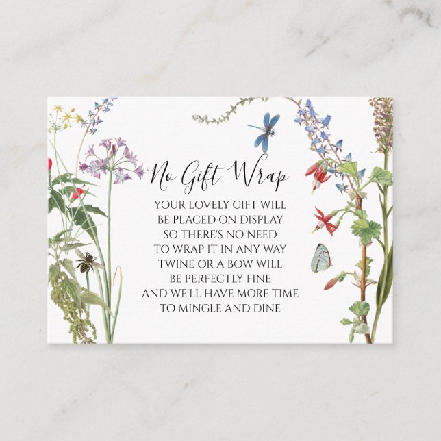 Carte D'accompagnement Fleurs sauvages aquarelle fleurs et abeille en exp (Devant)