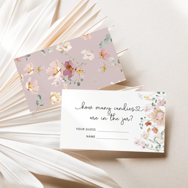 Carte D'accompagnement Fleurs sauvages d'aquarelle devinent combien de bo (Créateur téléchargé)