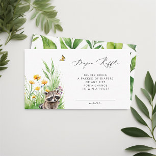 Carte D'accompagnement Fleurs sauvages Forest Cute Racoon Déchets Raffle