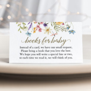 Carte D'accompagnement Fleurs sauvages Livre demandé pour la baby shower