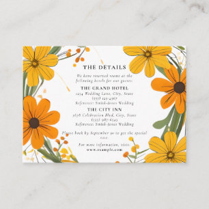 Carte D'accompagnement Fleurs sauvages orange et jaune Mariage de couronn