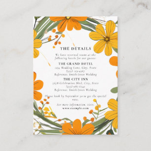 Carte D'accompagnement Fleurs sauvages orange et jaune Mariage de couronn