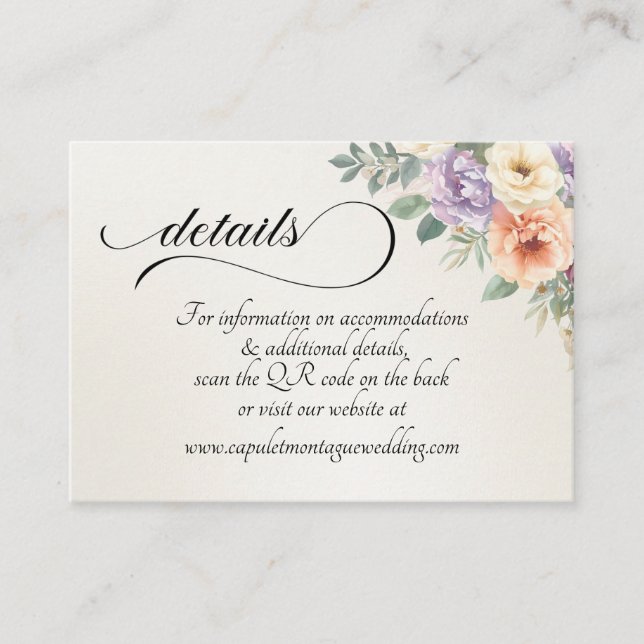 Carte D'accompagnement Fleurs sauvages printanières, code QR - Ivoire (Devant)