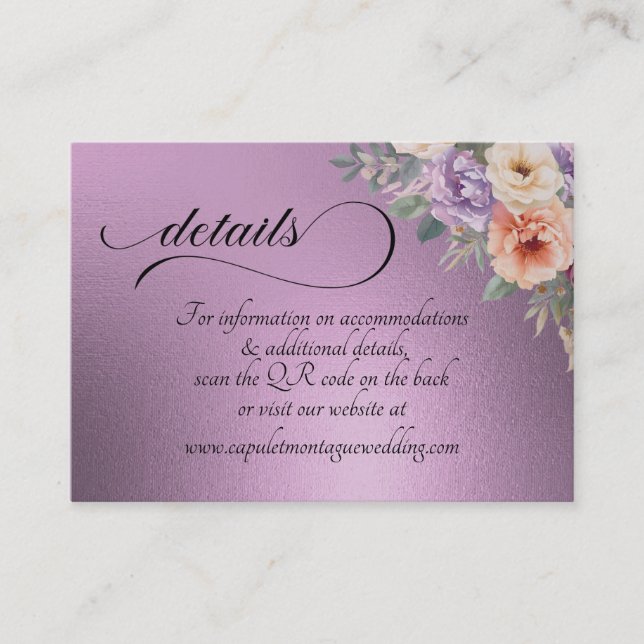 Carte D'accompagnement Fleurs sauvages printanières, code QR - Lavande (Devant)