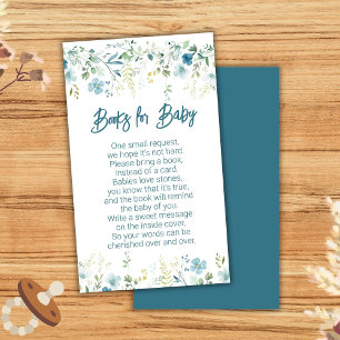 Carte D'accompagnement Fleurs sauvages turquoises Boy Baby shower Livres 