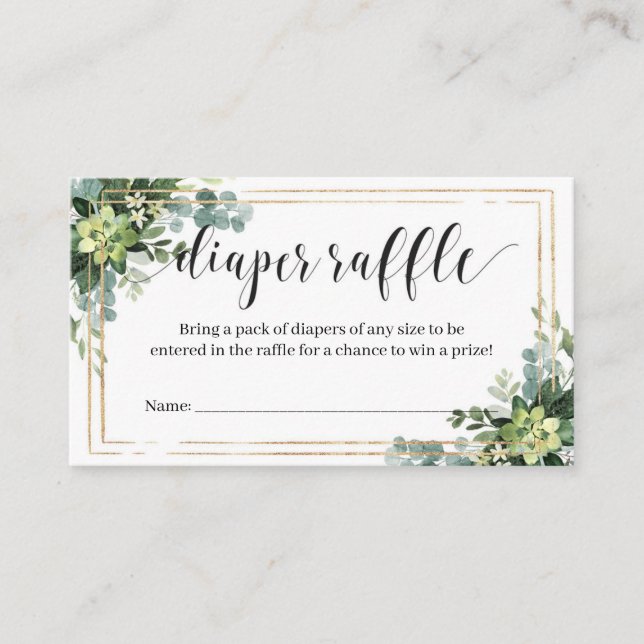 Carte D'accompagnement Fleurs succulentes vertes Roulettes à cadre doré (Devant)