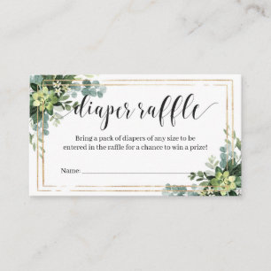 Carte D'accompagnement Fleurs succulentes vertes Roulettes à cadre doré