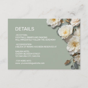 Carte D'accompagnement Fleurs texturées roses blanches Détails
