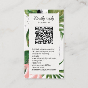 Carte D'accompagnement Fleurs tropicales QR Code en ligne RSVP Enclôture