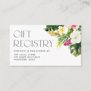 Carte D'accompagnement Fleurs tropicales Registre de cadeaux de Baby show