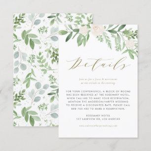 Carte D'accompagnement Fleurs vertes et blanches Détails du Mariage