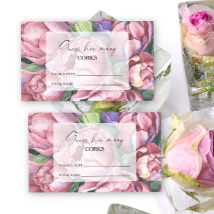 Carte D'accompagnement Fleurs vintages, devinez combien de CORKS jeu nupt