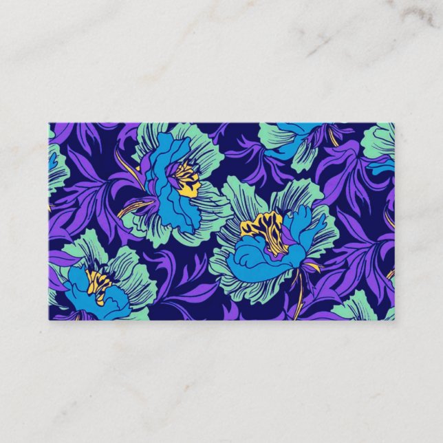 Carte D'accompagnement Fleurs violettes et bleues William Morris (Devant)